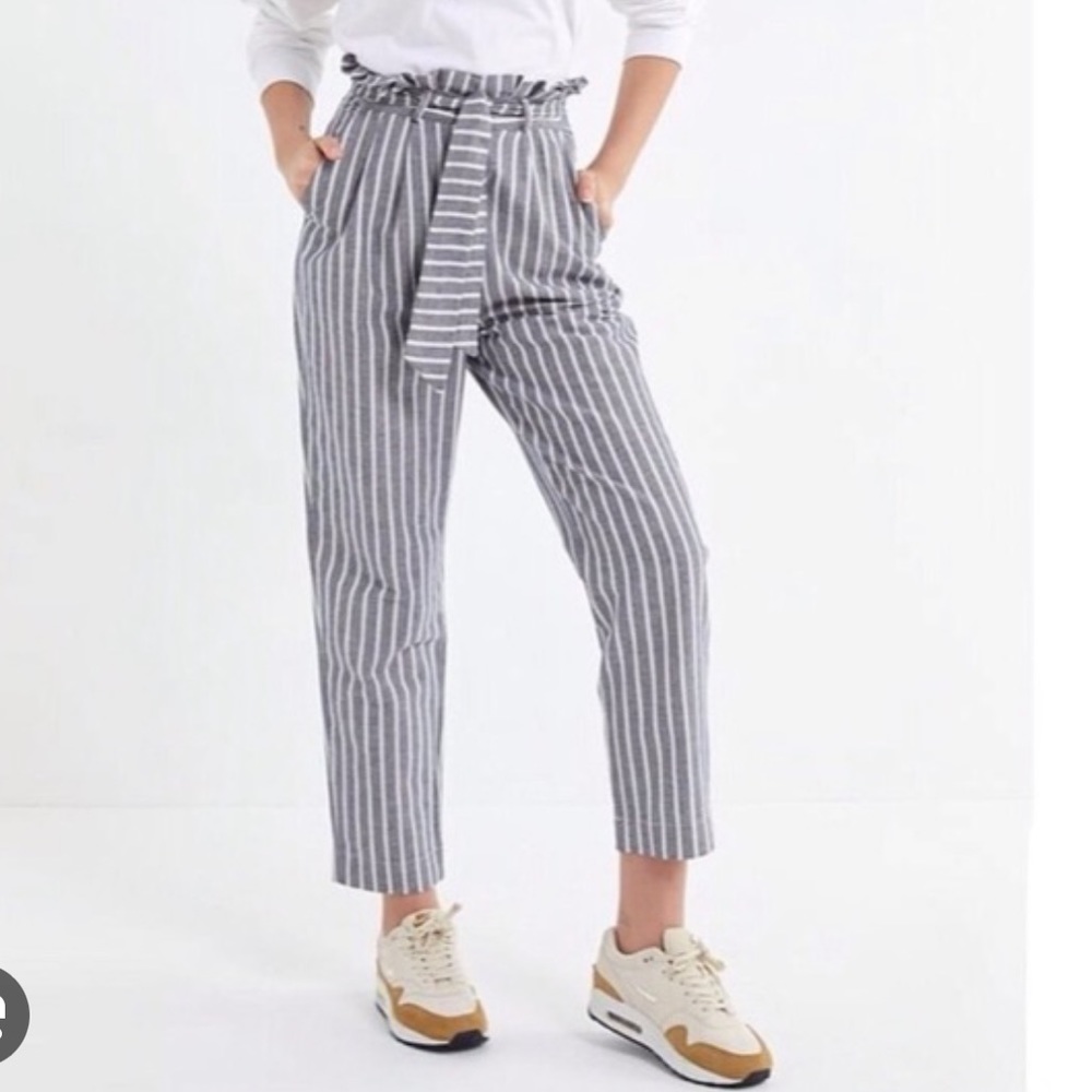 urban outfitters gianna striped high rise paperbag pants